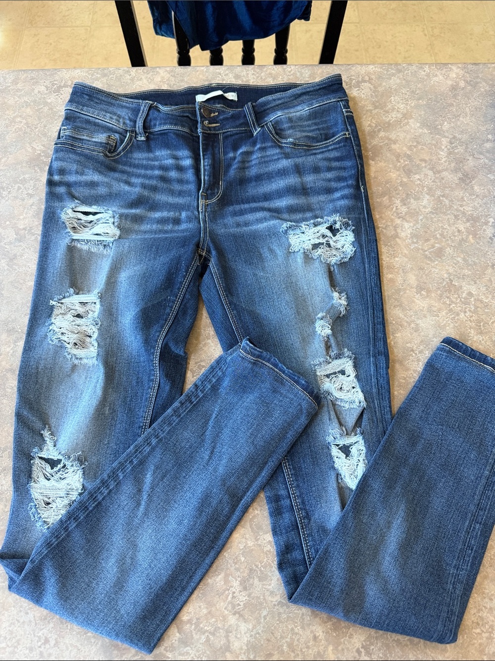 Daytrip Women's Ripped Skinny Jeans - Blue